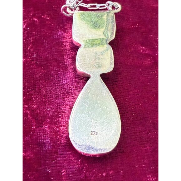 Sonoran Gold Turquoise Pendant Necklace 925 Sterling Silver Vintage Chain - Picture 3 of 6